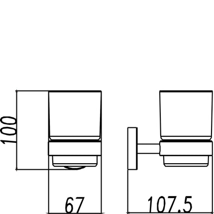 Wiesbaden 304 beker met houder RVS - technische tekening | Schwertz & Co