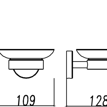 Wiesbaden 304 zeepschaal met houder RVS - technische tekening | Schwertz & Co