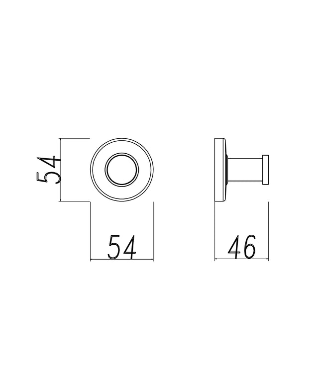 Crochet porte-serviettes grand simple inox Wiesbaden 304 - dessin technique | Schwertz & Co