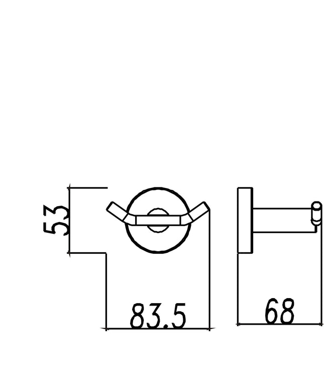 Crochet porte-serviettes grand double inox Wiesbaden 304 - dessin technique | Schwertz & Co
