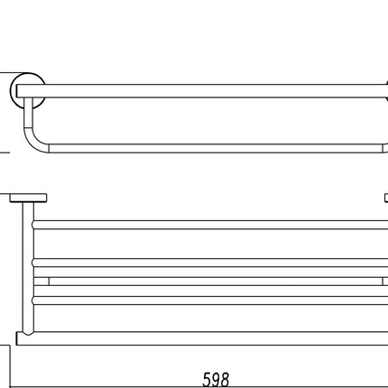 Wiesbaden 304 handdoekhouder met planchet 60 cm RVS - technische tekening | Schwertz & Co