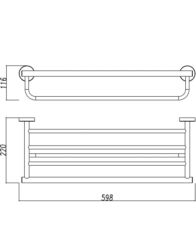 Wiesbaden 304 porte-serviettes avec tablette 60 cm inox - dessin technique | Schwertz & Co