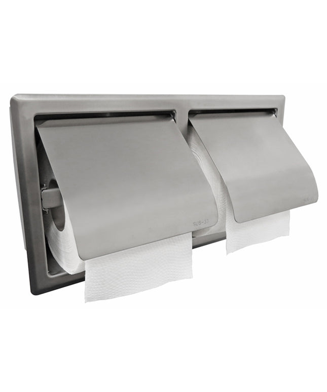 Wiesbaden Sunk porte-rouleau double encastré avec volet inox | Schwertz & Co