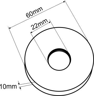Wiesbaden 304 rozet douchearm 60 mm geborsteld RVS - technische tekening | Schwertz & Co