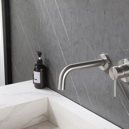 Wiesbaden 304 inbouw wastafelkraan coldstart geborsteld RVS - detailfoto | Schwertz & Co
