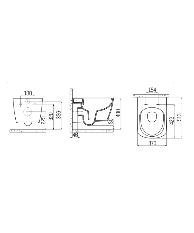 Creavit Elegant hangtoilet / ophang WC met bidet – randloos – koud en warm water – glanzend wit