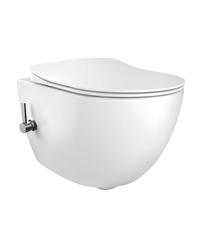 Creavit Rimoff hangtoilet / ophang WC met RVS sproeier (bidet) – koud water – wit