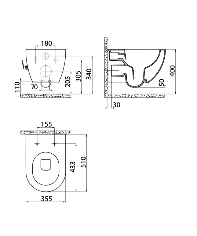 Creavit Rimoff hangtoilet / ophang WC met RVS sproeier (bidet) – koud water – wit