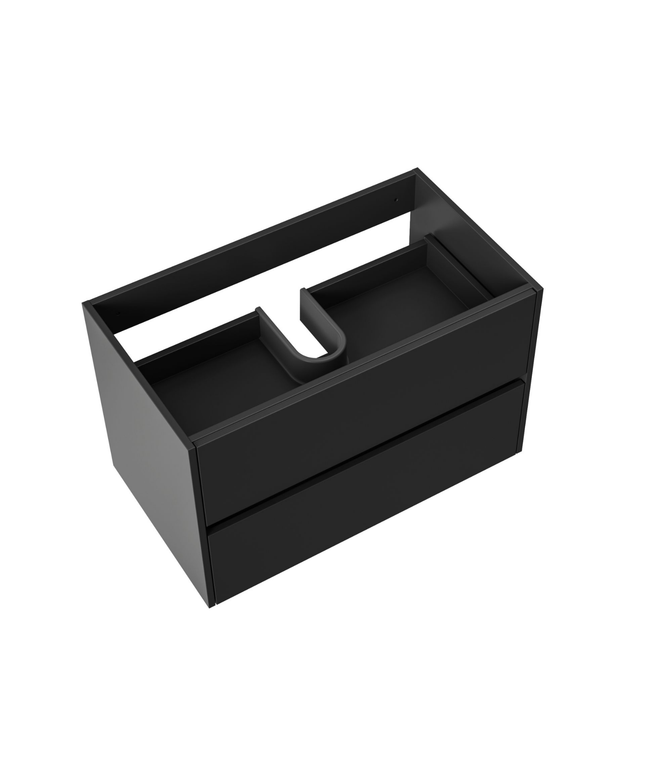 ALONI HAYAT wastafelonderkast – 79,5x50x45 cm – Mat zwart – Greeploos & softclose