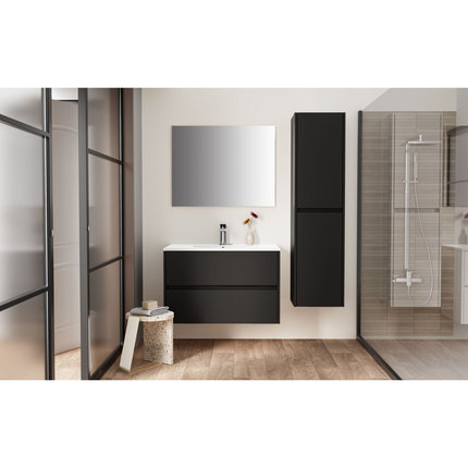 ALONI HAYAT wastafelonderkast – 79,5x50x45 cm – Mat zwart – Greeploos & softclose