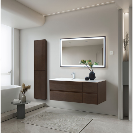 Wonda Square Slim wastafel – 1 wasbak links – 120x1,6x52,5 cm – mat wit – kunstmarmer