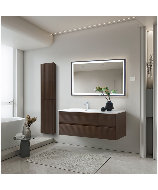 Wonda Square Slim wastafel – 1 wasbak links – 120x1,6x52,5 cm – mat wit – kunstmarmer