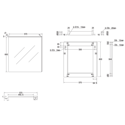 ALONI HAYAT spiegel – 57x60 cm – Glanzend wit