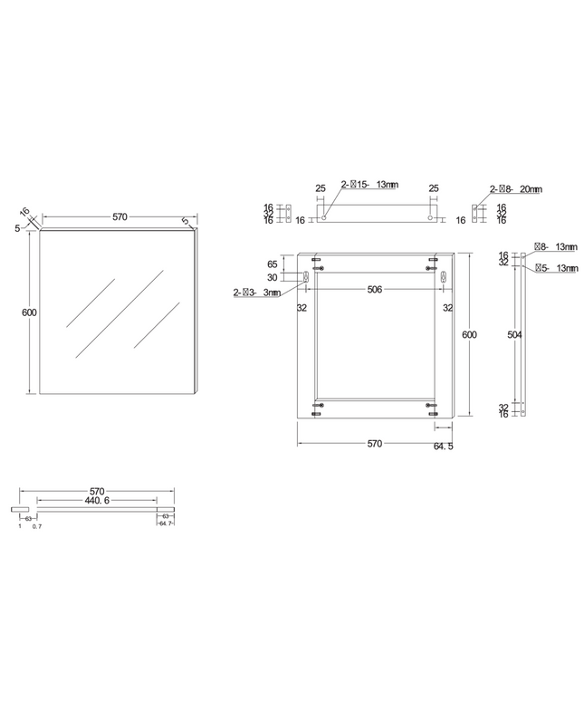 ALONI HAYAT spiegel – 57x60 cm – Glanzend wit