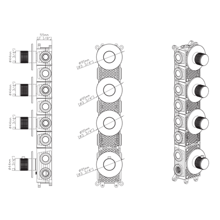 ALONI Stria afbouwdeel douchemengkraan – 3-weg – thermostatisch – geborsteld goud