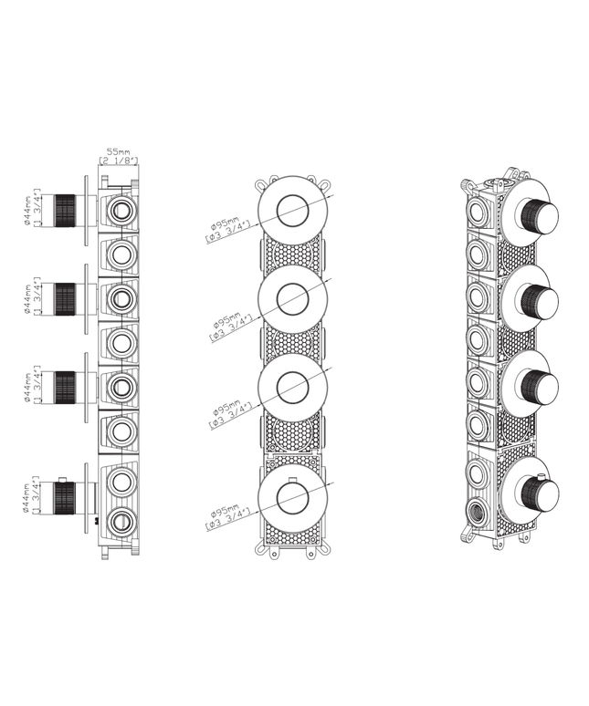 ALONI Stria afbouwdeel douchemengkraan – 3-weg – thermostatisch – gunmetal