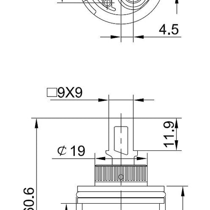 Riko keramisch binnenwerk 25 mm met adapter 28 mm - technische tekening | Schwertz & Co