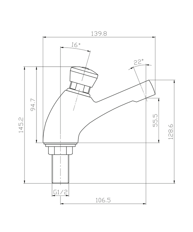 ALONI koudwaterkraan – zelfsluitend – chroom