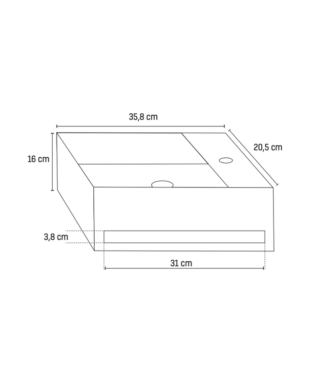 Solid Surface Wastafel met Handdoekhouder – Kraangat Rechts – Wit
