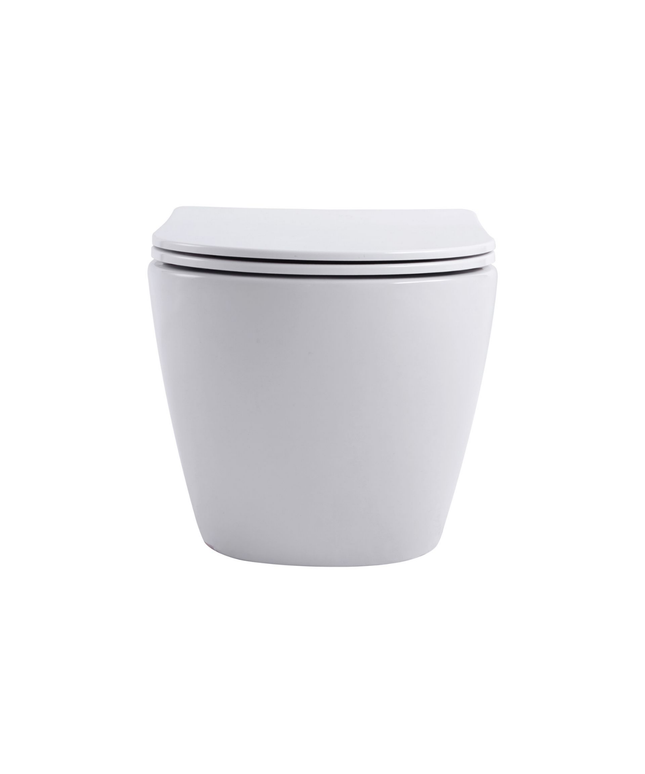 Aloni Pro hangtoilet / ophang WC – tornado flush – randloos – met zitting – compact 49 cm – mat wit