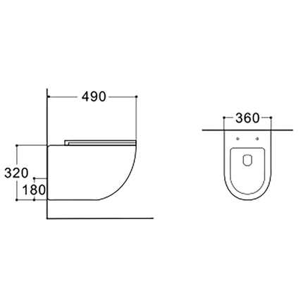 Aloni Pro hangtoilet / ophang WC – tornado flush – randloos – met zitting – compact 49 cm – mat wit