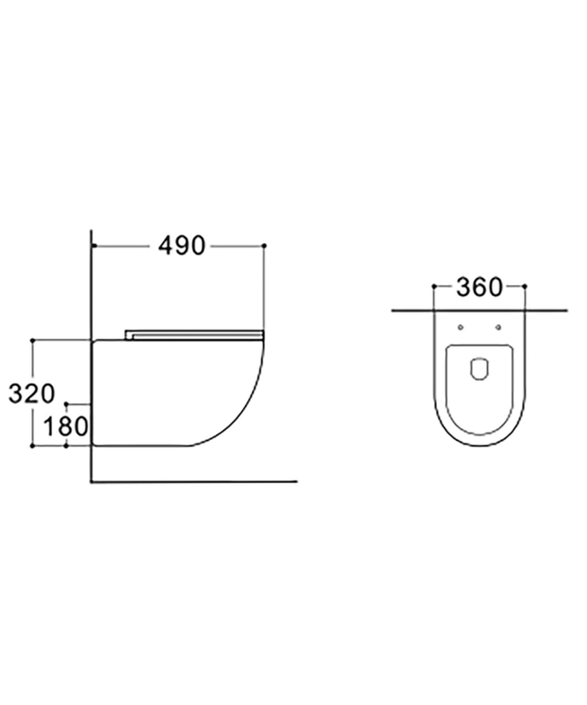 Aloni Pro hangtoilet / ophang WC – tornado flush – randloos – met zitting – compact 49 cm – mat wit