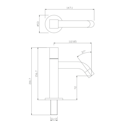 ALONI koudwaterkraan – vierkant – chroom