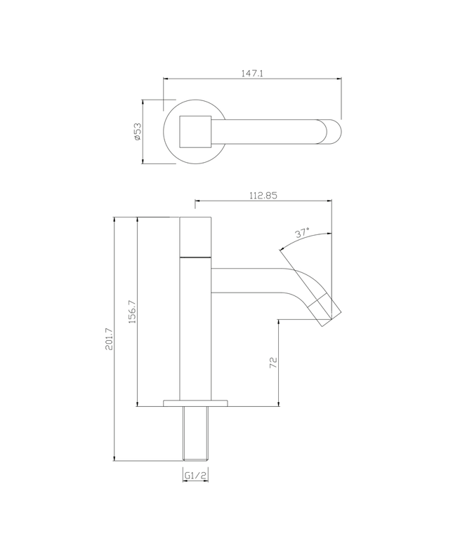 ALONI koudwaterkraan – vierkant – chroom
