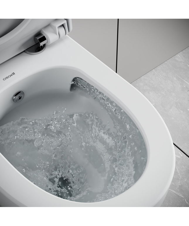 Creavit Ness hangtoilet / ophang WC met bidet – tornado flush – randloos – glanzend wit