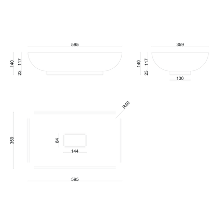 ALONI Solid Surface Waskom – Lidya – Mat Wit