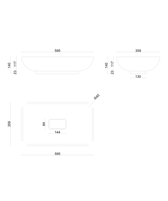 ALONI Solid Surface Waskom – Lidya – Mat Wit