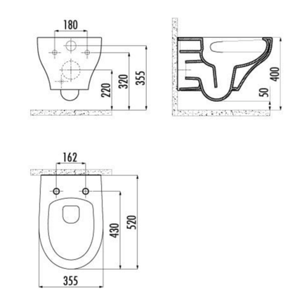 Creavit Ness hangtoilet / ophang WC met bidet – tornado flush – randloos – glanzend wit