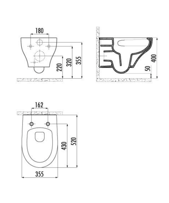 Creavit Ness hangtoilet / ophang WC met bidet – tornado flush – randloos – glanzend wit