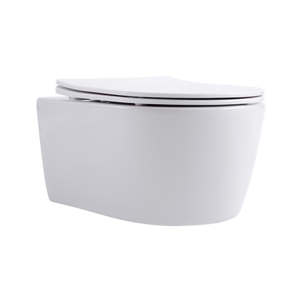 Aloni Pro hangtoilet / ophang WC – randloos – met zitting – compact 49 cm – mat wit