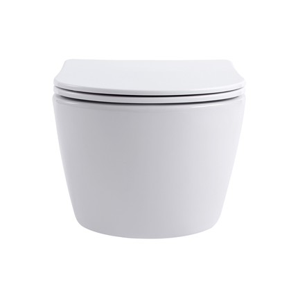 Aloni Pro hangtoilet / ophang WC – randloos – met zitting – compact 49 cm – mat wit