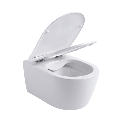 Aloni Pro hangtoilet / ophang WC – randloos – met zitting – compact 49 cm – mat wit