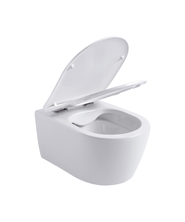 Aloni Pro hangtoilet / ophang WC – randloos – met zitting – compact 49 cm – mat wit