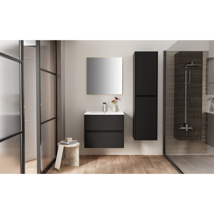 ALONI HAYAT wastafelonderkast – 59,5x50x45 cm – Mat zwart – Greeploos & softclose