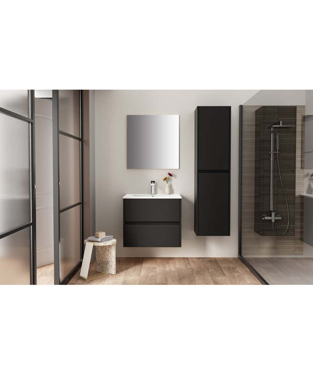 ALONI HAYAT wastafelonderkast – 59,5x50x45 cm – Mat zwart – Greeploos & softclose