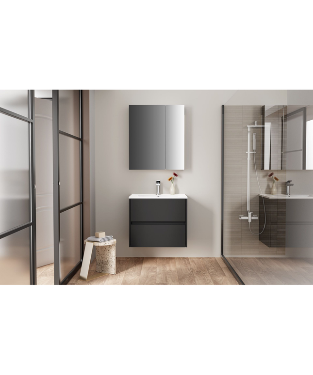 ALONI HAYAT wastafelonderkast – 59,5x50x45 cm – Mat zwart – Greeploos & softclose