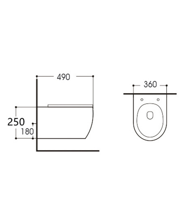 Aloni Pro hangtoilet / ophang WC – randloos – met zitting – compact 49 cm – mat wit