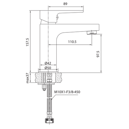 CREAVIT Sharp wastafelkraan – zwart