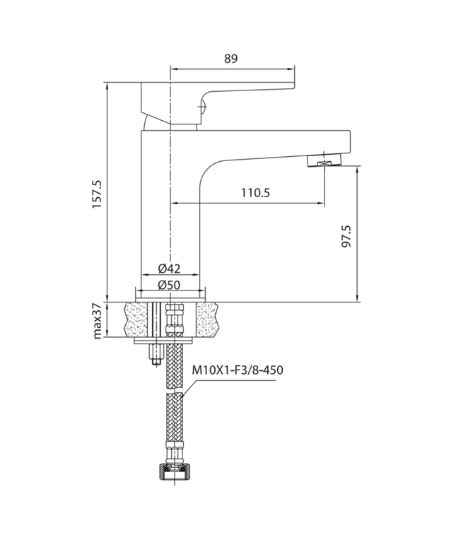 CREAVIT Sharp wastafelkraan – zwart