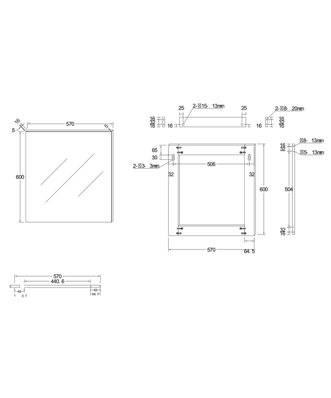 ALONI HAYAT spiegel – 57x60 cm – Eik