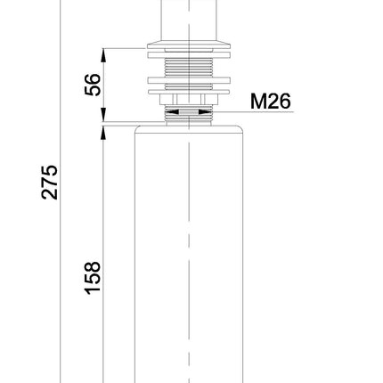 Xellanz inbouw zeeppompje 250 ml chroom - technische tekening | Schwertz & Co