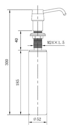 Xellanz inbouw zeeppompje 250 ml geborsteld staal - technische tekening | Schwertz & Co