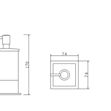 Wiesbaden Eris vrijstaande zeepdispenser chroom - technische tekening | Schwertz & Co