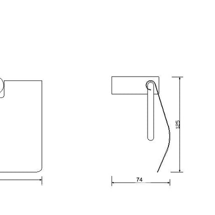 Wiesbaden Ida toiletrolhouder met klep chroom - technische tekening | Schwertz & Co