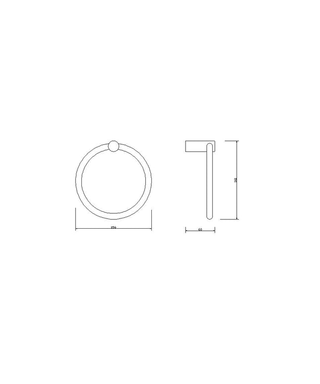 Wiesbaden Ida anneau porte-serviettes chromé - dessin technique | Schwertz & Co