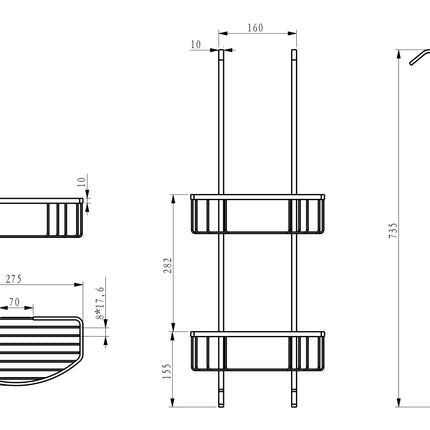 Xellanz Domo doucherekje mat zwart - technische tekening | Schwertz & Co